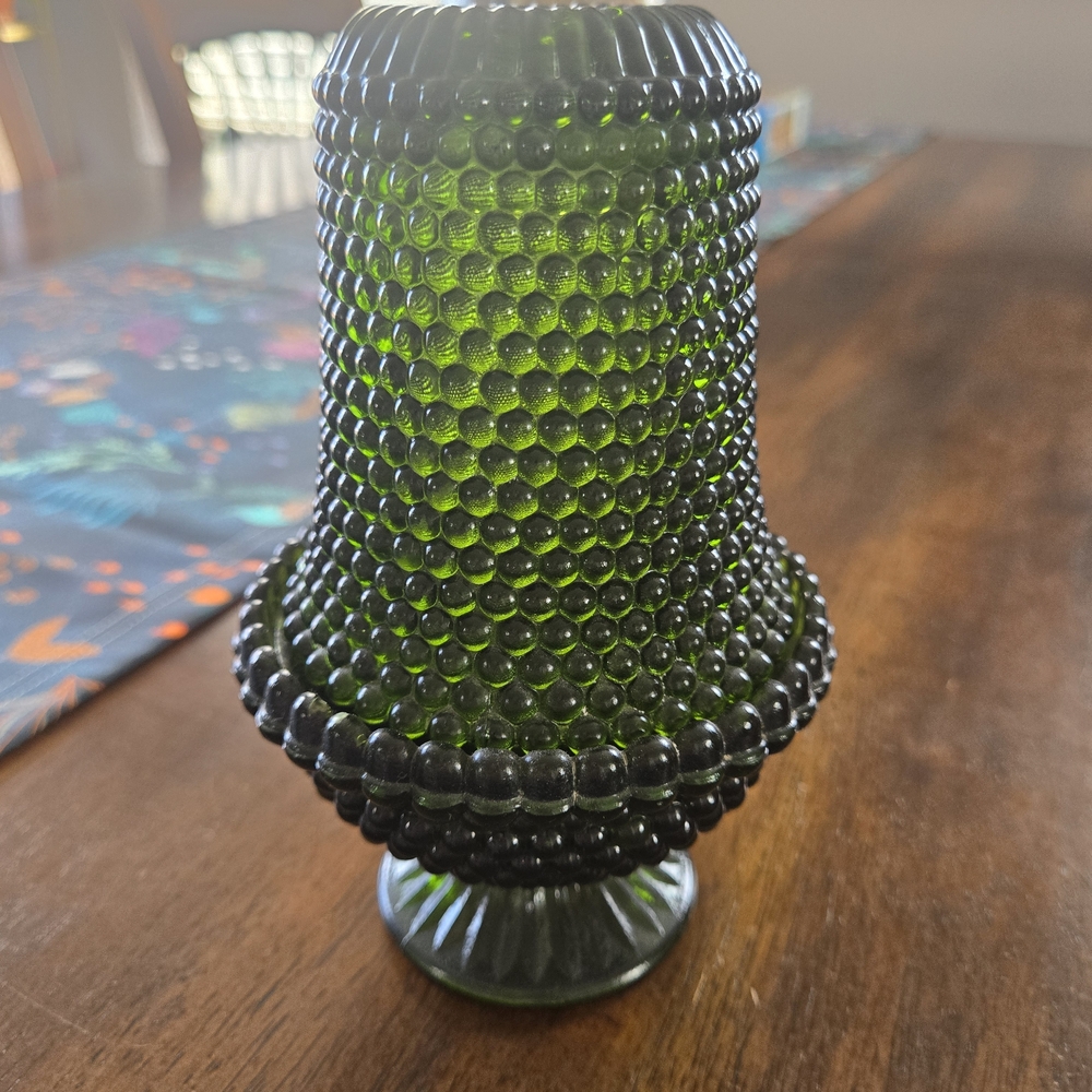 Vintage-Inspired Green Glass Fairy Lamp.  Duncan & Miller. Thousand Eye.